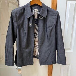 Burberry Gray Jacket with Plaid Interior